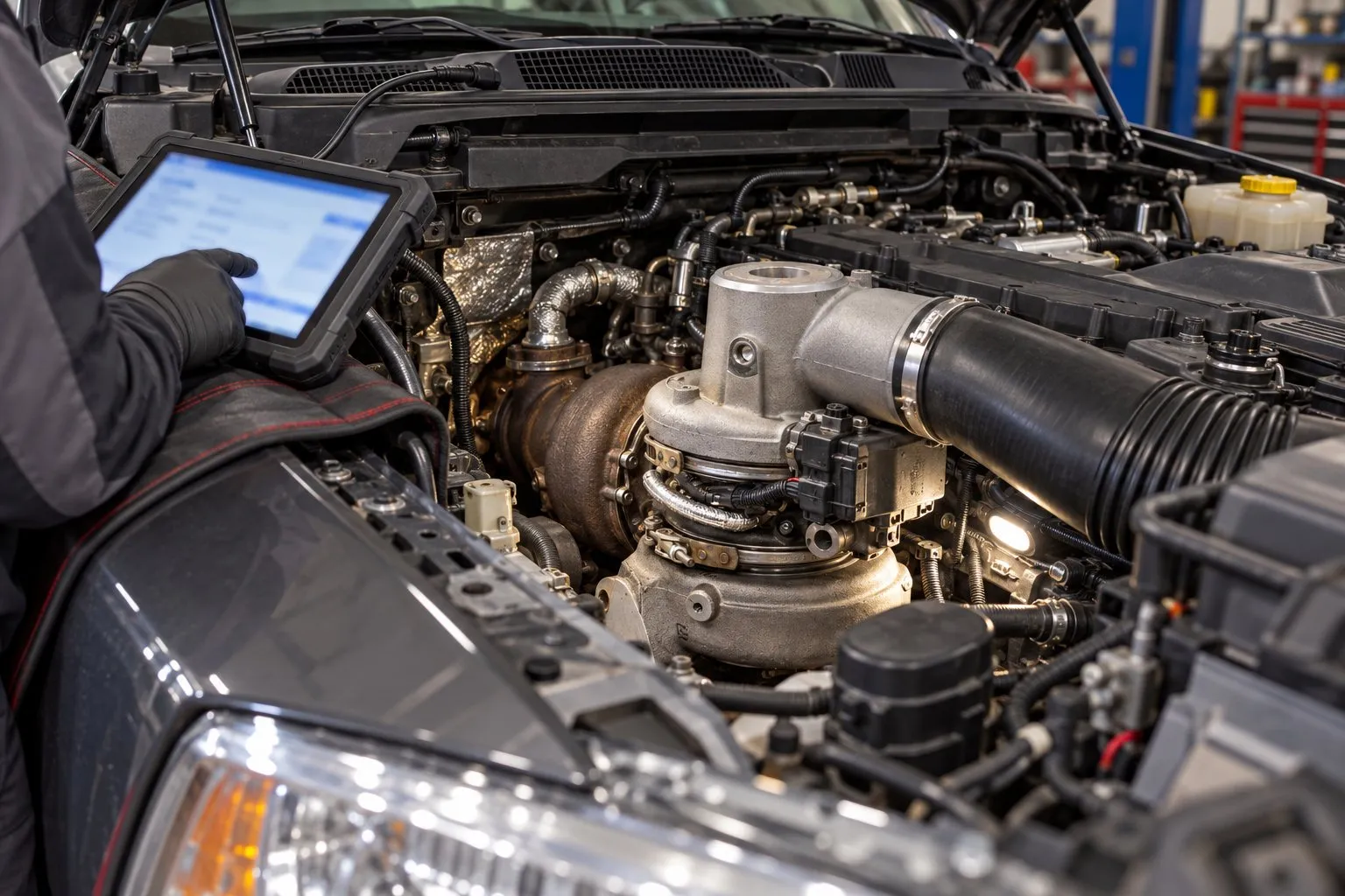 Electronic Actuator Failure on Diesel Trucks: Symptoms, Diagnosis & Replacement Cost 1 Bidirectional scan tool connected while checking the HE351VE actuator on a Ram 6.7L Cummins