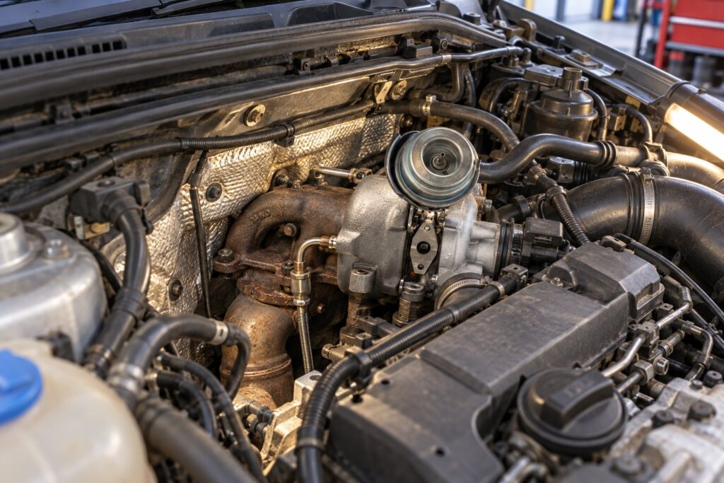 Garrett Motion Turbochargers: Company History & What the Restructuring Means for Parts 8 Garrett GT1749V turbo installed behind the transverse 1.9L TDI engine in a Volkswagen Jetta