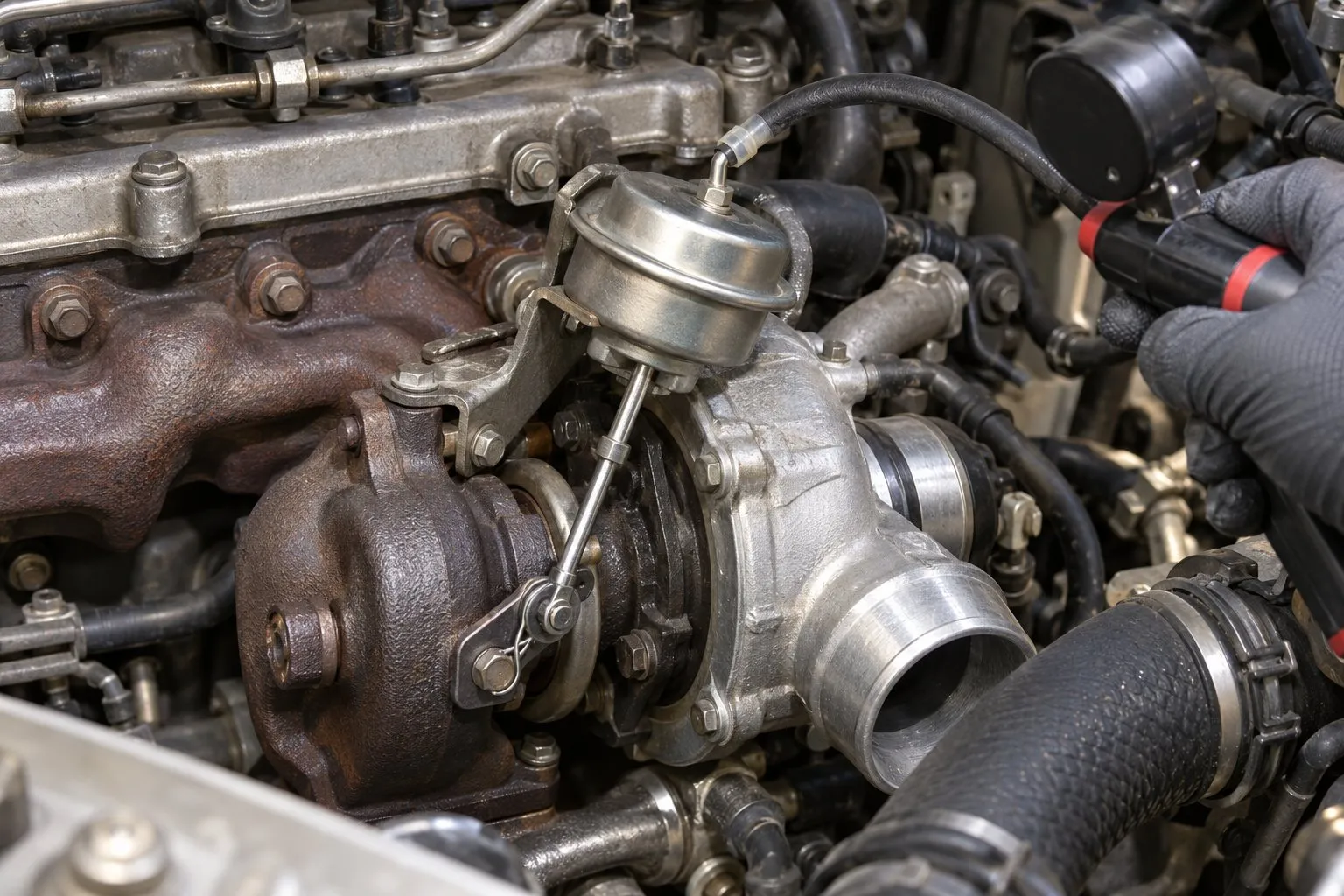 Toyota 2KD-FTV 2.5L Turbocharger Guide: Hiace, Hilux & Fortuner Replacement 1 Pressure-pump test of the CT16 pneumatic wastegate actuator on a Toyota 2KD-FTV Hilux