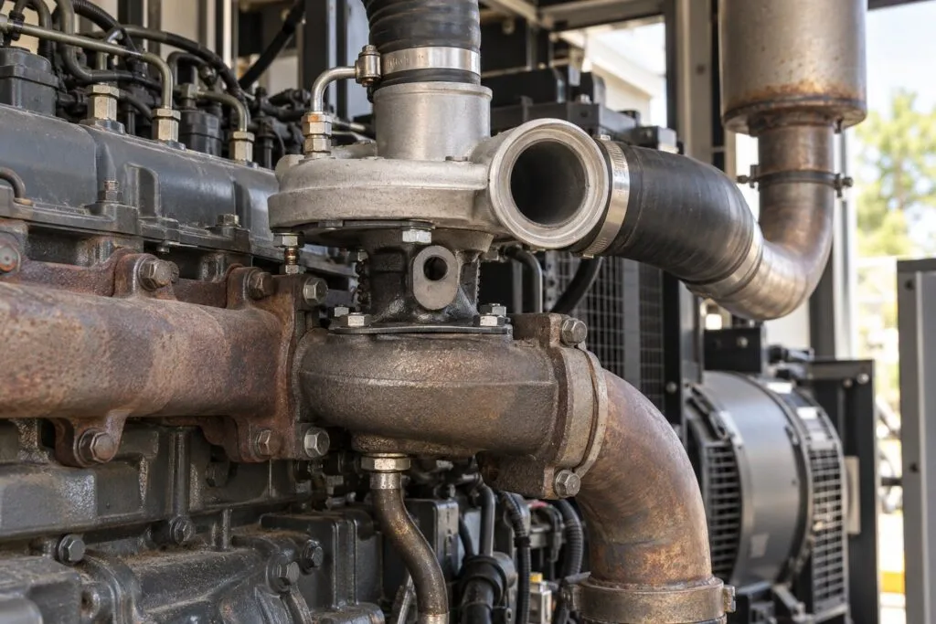 BorgWarner Schwitzer S1B Turbocharger: Agricultural & Industrial Applications 18 S1B turbo mounted on a Deutz industrial diesel in an open generator enclosure